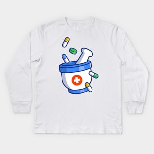 Pestle And Mortar Crushing Pills And Tablets Kids Long Sleeve T-Shirt